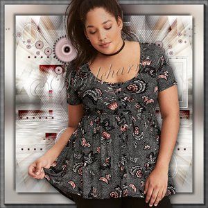 Torrid Floral Print Button Front Top